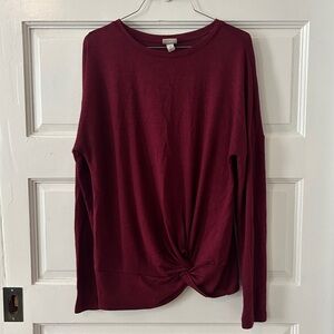 Women’s Burgundy Twist Front Sweater